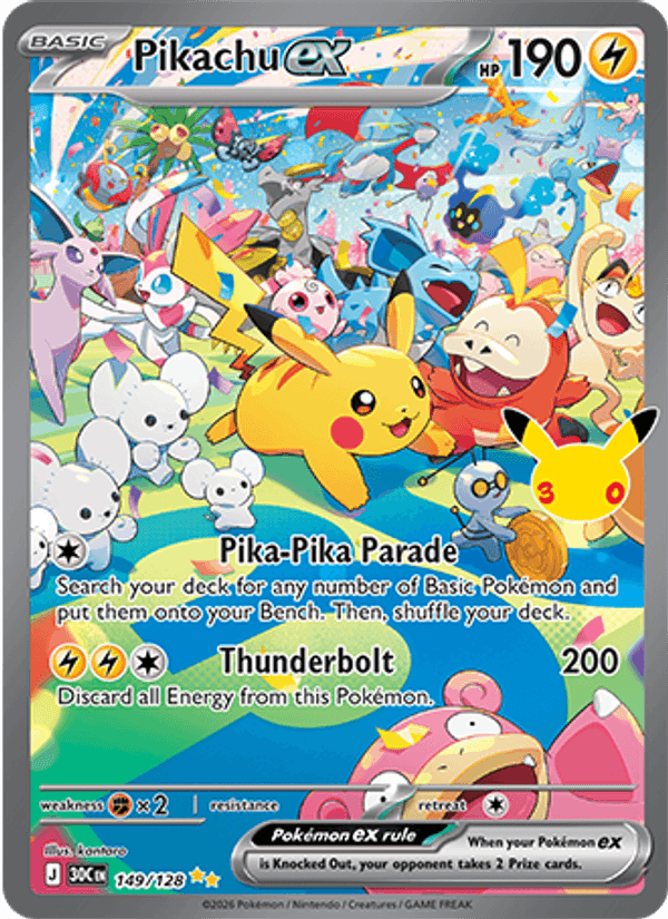 Pikachu ex — Special illustration rare card from 30th Celebration