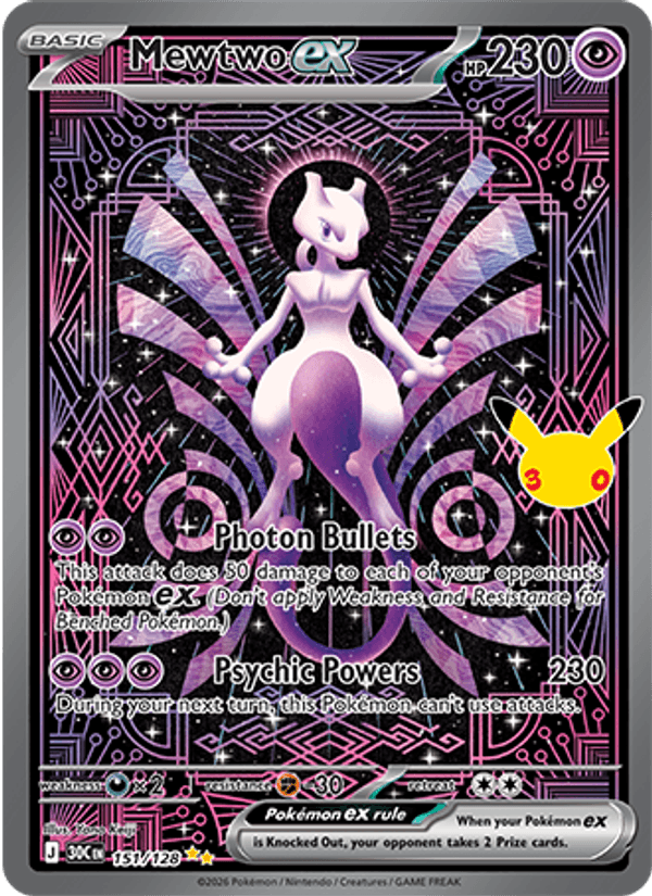 Mewtwo ex — Special illustration rare card from 30th Celebration