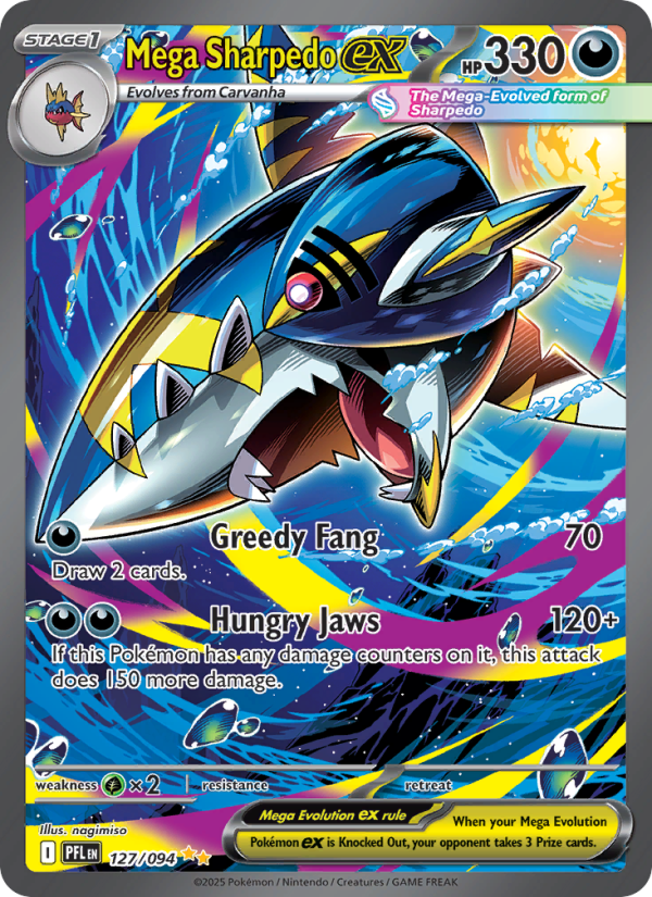 Mega Sharpedo ex — Special illustration rare card from Phantasmal Flames
