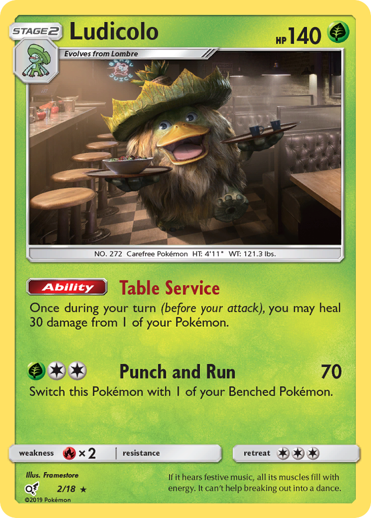pokemon detective pikachu rare cards Ludicolo - 2/18 - Holo Foil Card - The item may be similar but not exactly the same as the image (e.g Pikachu - Detective Pikachu -