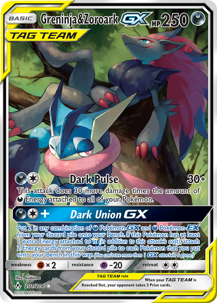 Greninja & Zoroark GX — Ultra Rare card from Unbroken Bonds