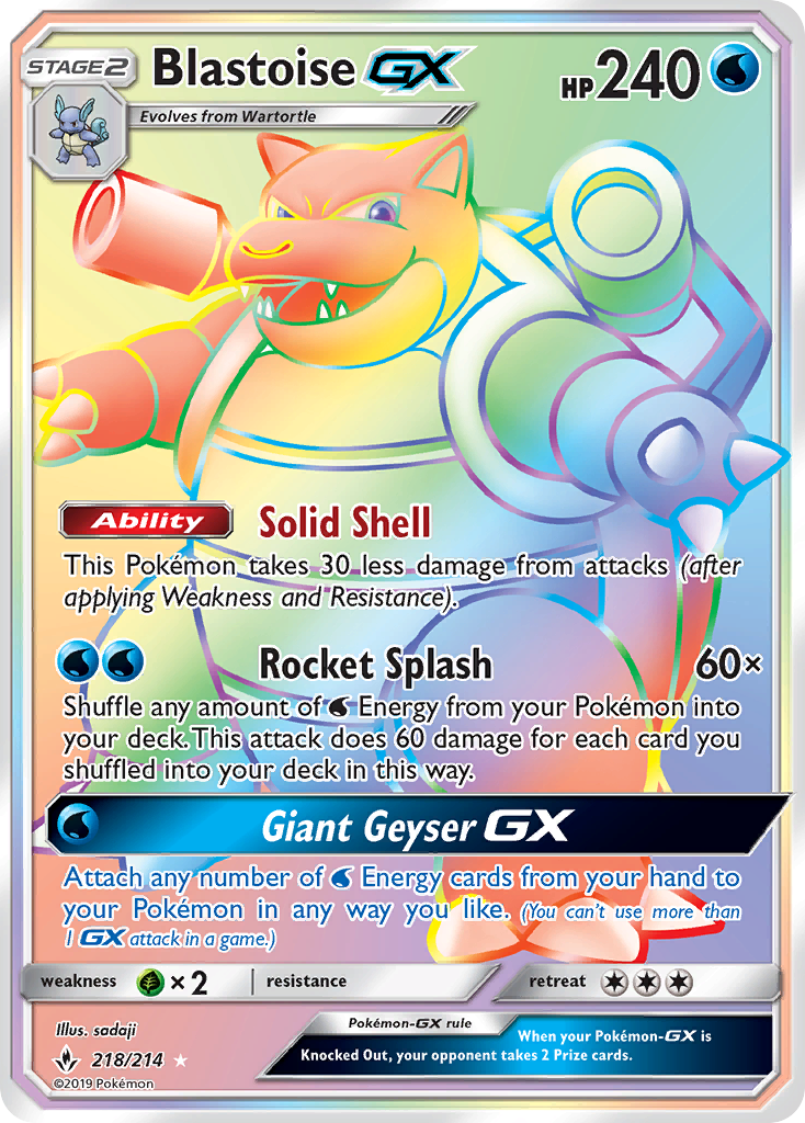 Blastoise GX — Secret Rare card from Unbroken Bonds