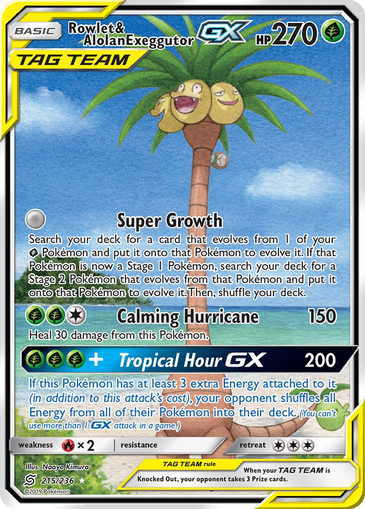 Rowlet & Alolan Exeggutor GX — Ultra Rare card from Unified Minds