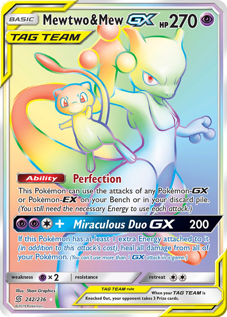 Mewtwo & Mew GX — Secret Rare card from Unified Minds