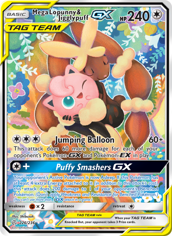 Mega Lopunny & Jigglypuff GX — Ultra Rare card from Cosmic Eclipse