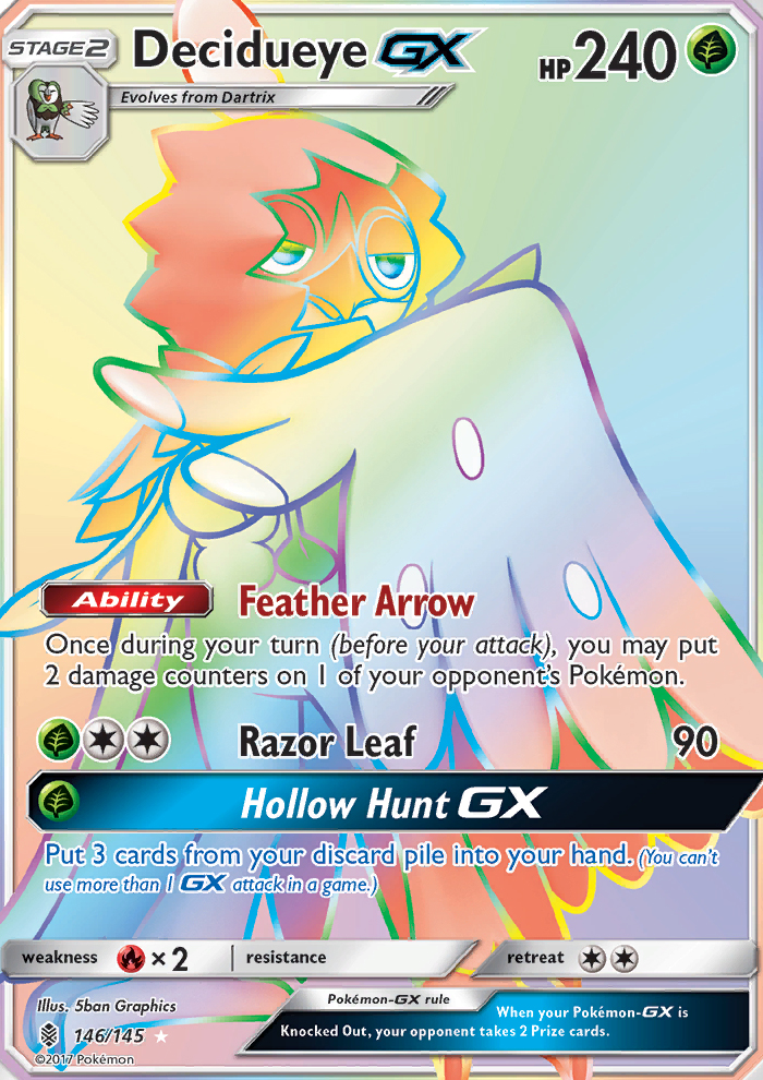 Decidueye GX — Secret Rare card from Guardians Rising