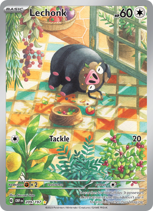 Lechonk — Illustration rare card from Obsidian Flames