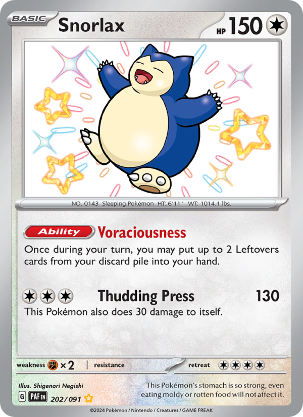 Snorlax — Shiny rare card from Paldean Fates