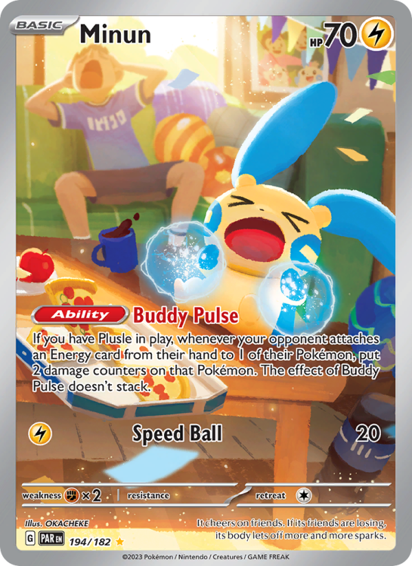 Minun — Illustration rare card from Paradox Rift