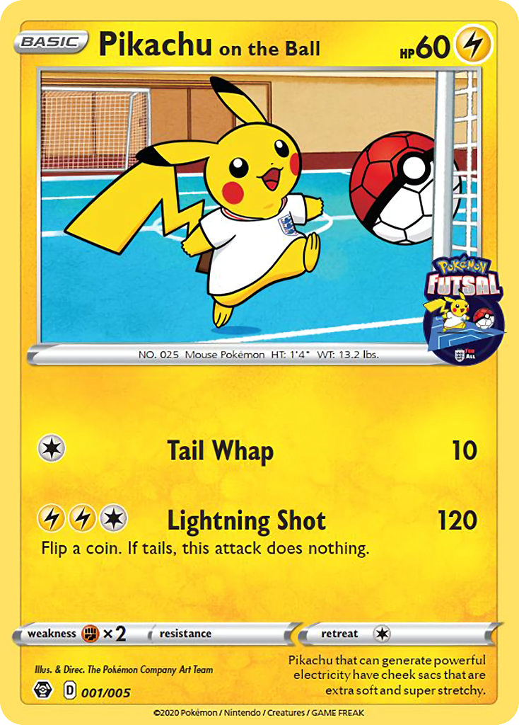Pikachu on the Ball — Holo Rare card from Pokémon Futsal 2020