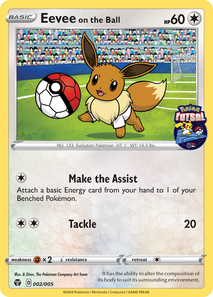 Eevee on the Ball — Holo Rare card from Pokémon Futsal 2020
