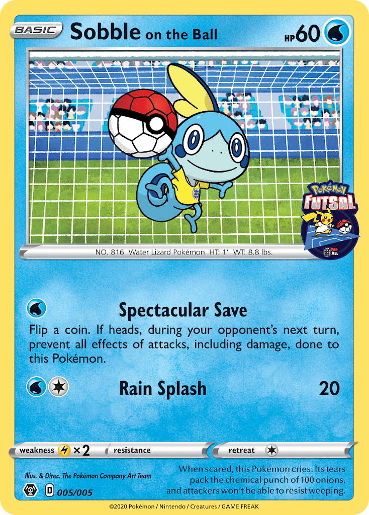 Sobble on the Ball — Holo Rare card from Pokémon Futsal 2020