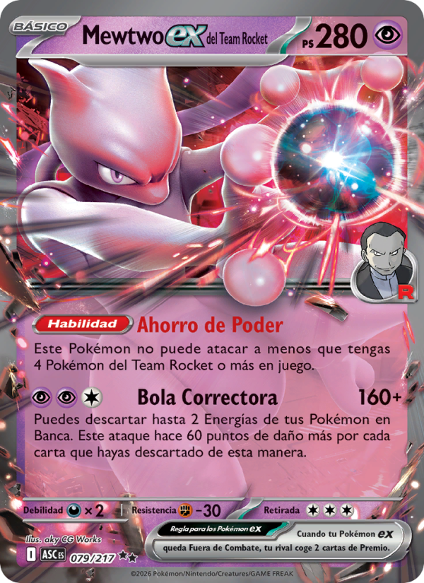 Mewtwo ex del Team Rocket from Héroes Ascendentes