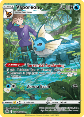 Vaporeon — Rare card from Brilliant Stars Trainer Gallery