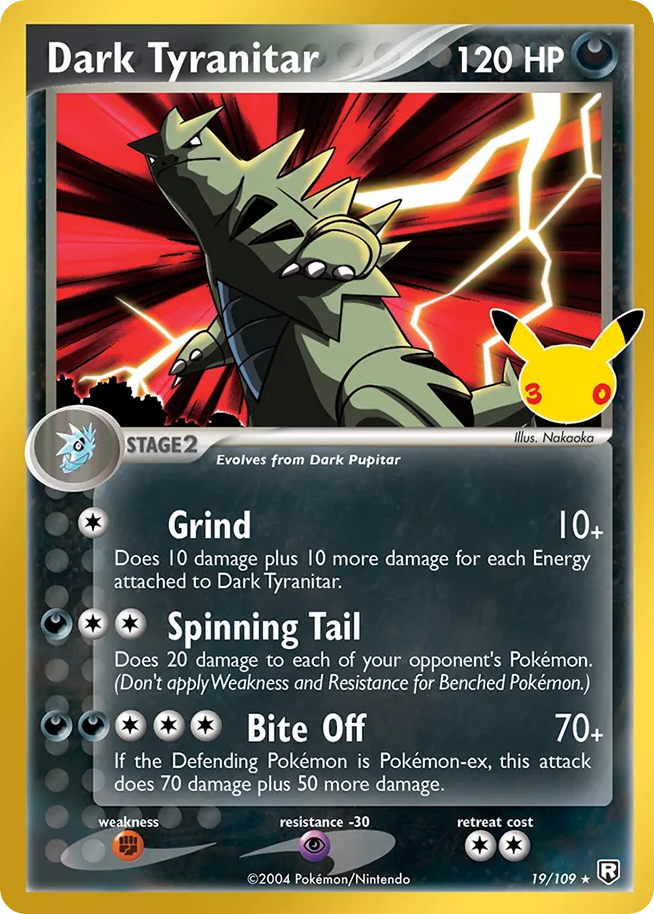 Dark Tyranitar — Common card from 30th Classic Collection
