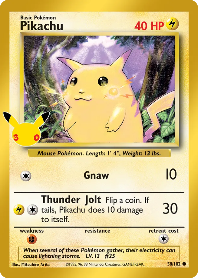Pikachu — Common card from 30th Classic Collection