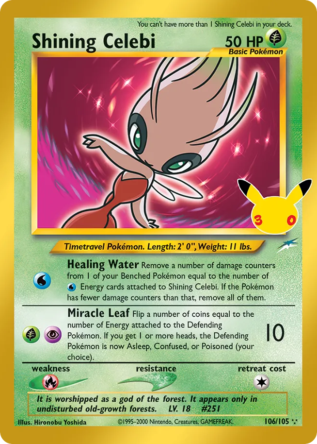 Shining Celebi — Common card from 30th Classic Collection