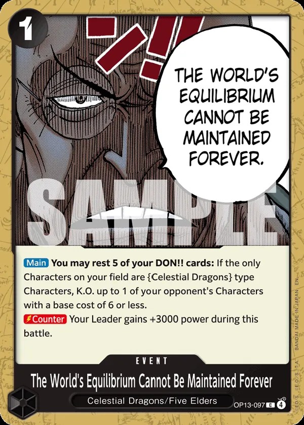 The World's Equilibrium Cannot Be Maintained Forever